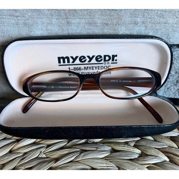 Veronica Taylor Accessories - Veronica Taylor Hepburn Tortoise Oval Eyeglass Frames 52-17-145 with Case